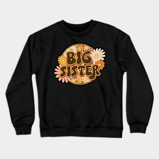 Big Sister Retro Groovy Floral Leopard Crewneck Sweatshirt